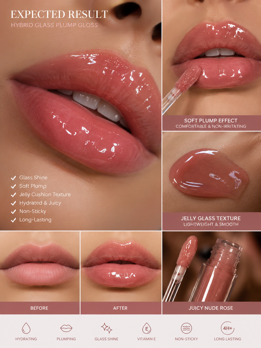 SEEN® Glass Jelly Lip Gloss - K-Beauty Ultra Glossy Lip Gloss