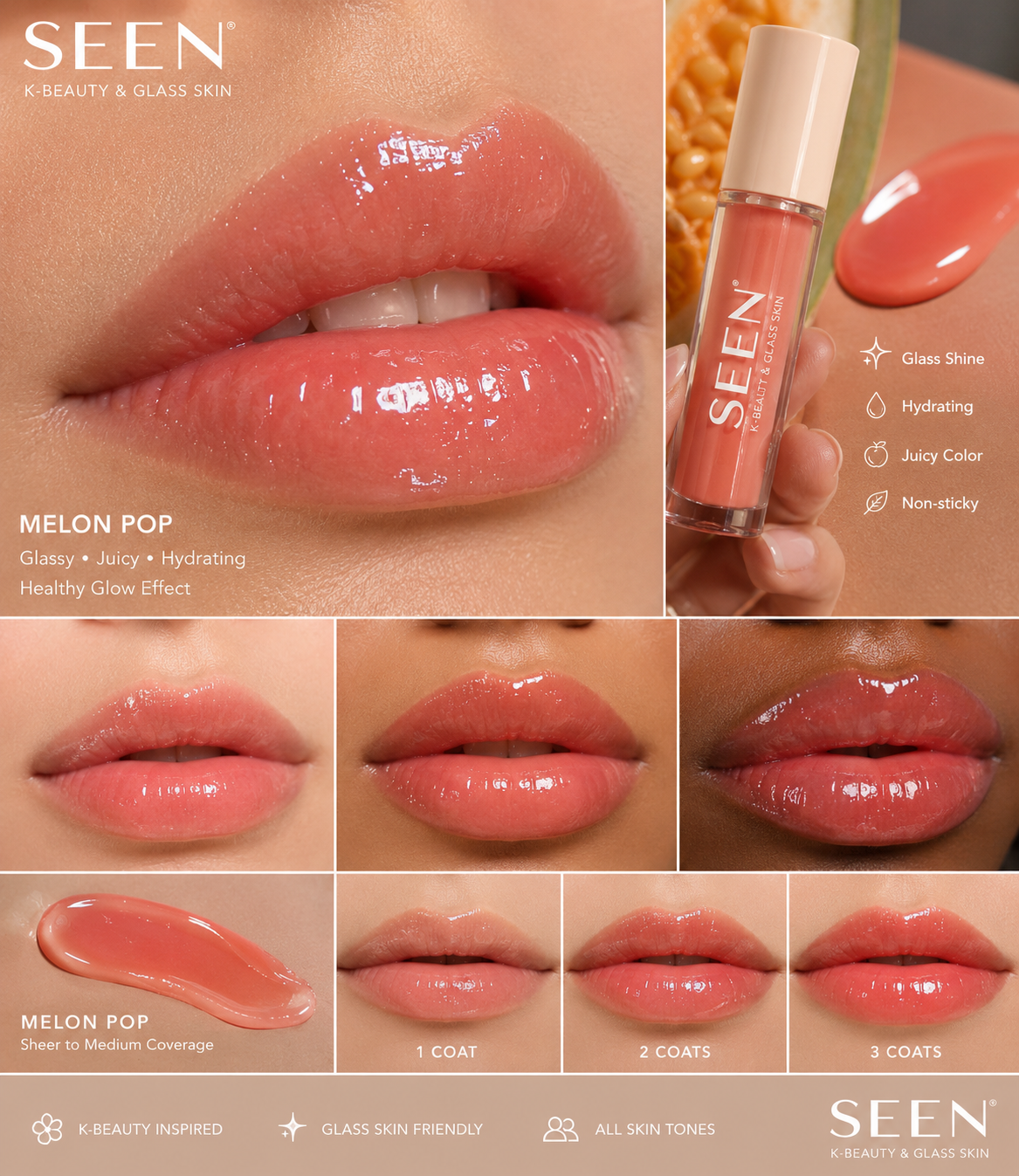 SEEN® Glass Jelly Lip Gloss - Luxury Beauty Glass Lips