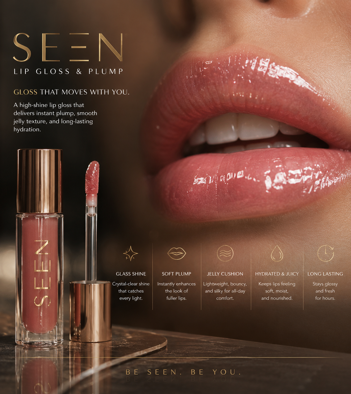  SEEN® Glass Jelly Lip Gloss - Hydrating Non-Sticky Lip Gloss